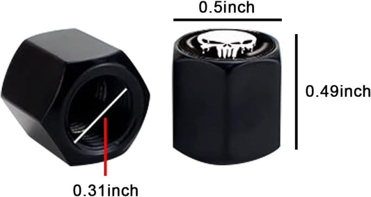4 Pack Skull Car Wheel Tire Valve Stem Caps, Airtight Dust Proof Covers,Universal Tire Air Valve Caps for Cars, Trucks, Bicycles (Black)