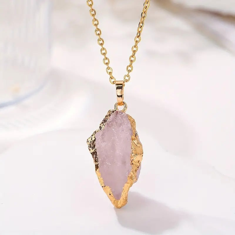 Stone Irregular Crystal Pendant Necklace