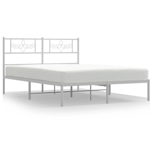 Metal Bed Frame without Mattress with Headboard White 140x200cm
