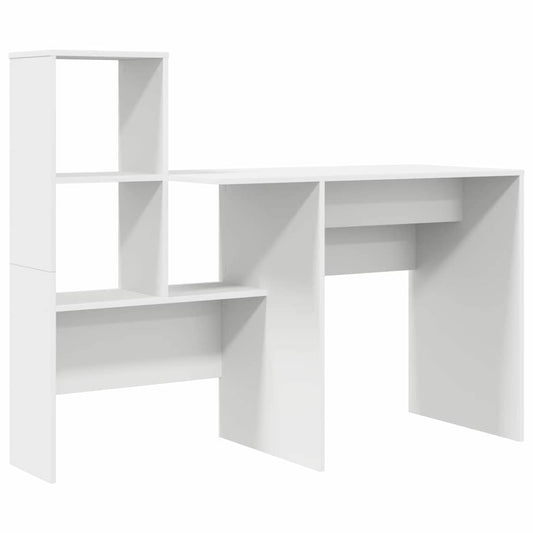 Desk with Shelf White 131.5 x 50 x 106.5 cm Engineered wood