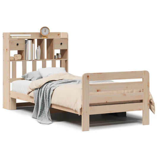 Bookcase Bed without Mattress 90x200 cm Solid Wood Pine