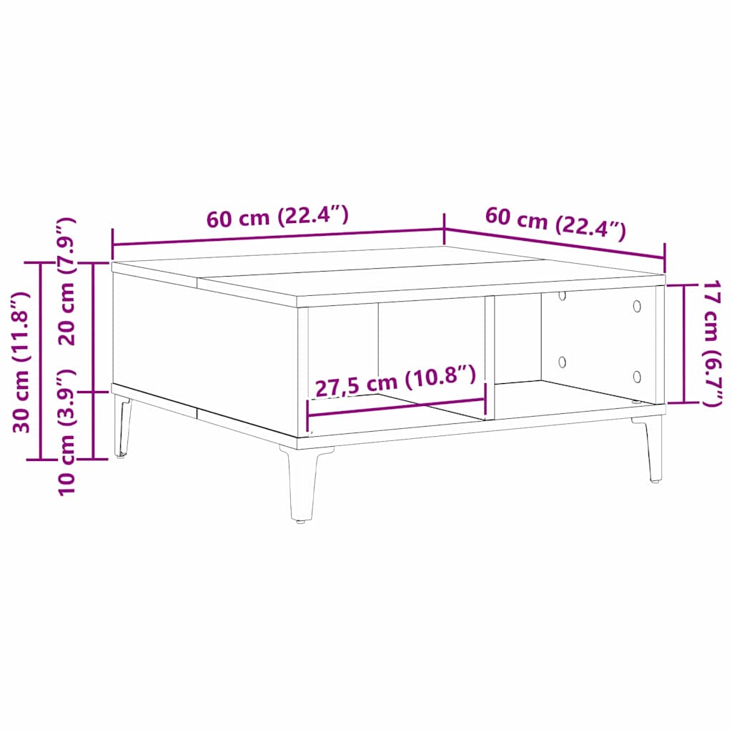 Coffee Table Black oak 60 x 60 x 30 cm Engineered wood