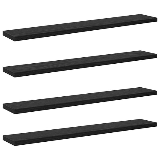 Bookshelf Board 4 pcs Black 60 x 10 x 1.5 cm Engineered wood