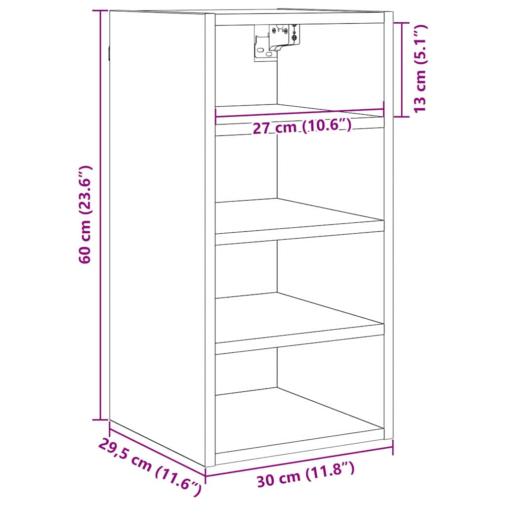 Hanging Cabinet with Shelf Riga Black oak 30 x 29.5 x 60 cm
