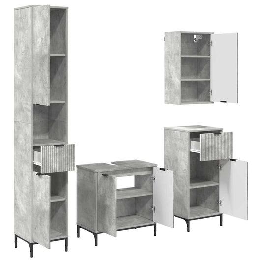 Bathroom Furniture Set Concrete Grey Engineered wood, Metal