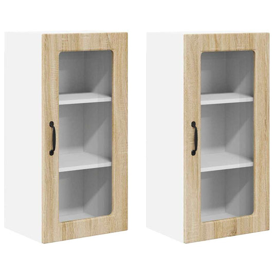 Kitchen Wall Cabinet with Door 2 pcs Sonoma Oak 40 x 31 x 80 cm