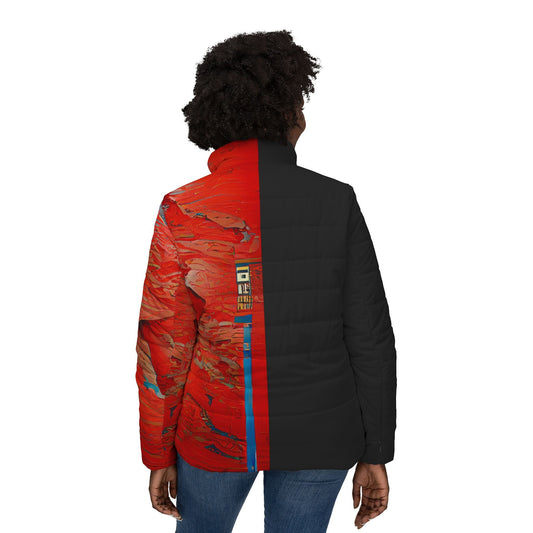 Half Black Half Hónghǎi - Womens Puffer Jacket