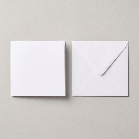 25 Pack - 8x8 White Card Blanks & Envelopes - 300gsm