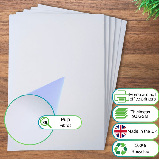 White A5 100% Recycled Copy Printer Office Paper 1000 Sheets 90gsm