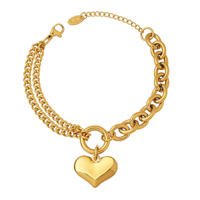 Double Layer Peach Heart Bracelet