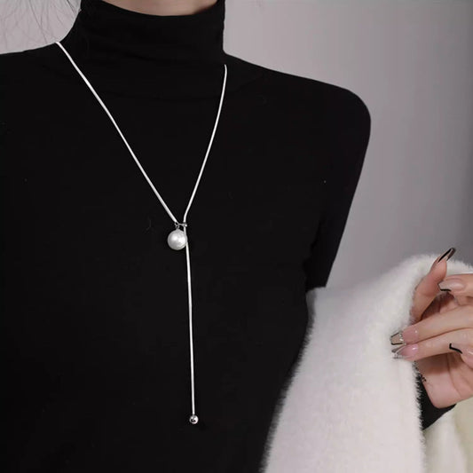 Round Ball Ring Long Necklace