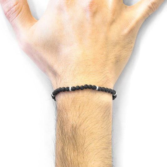 Black Lava Tekapo Silver and Stone Bracelet