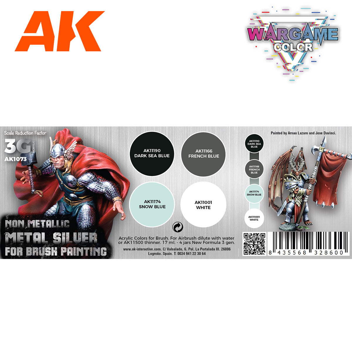 AK Interactive Wargame Color Set: Non-Metallic Metal Silver (AK1073)