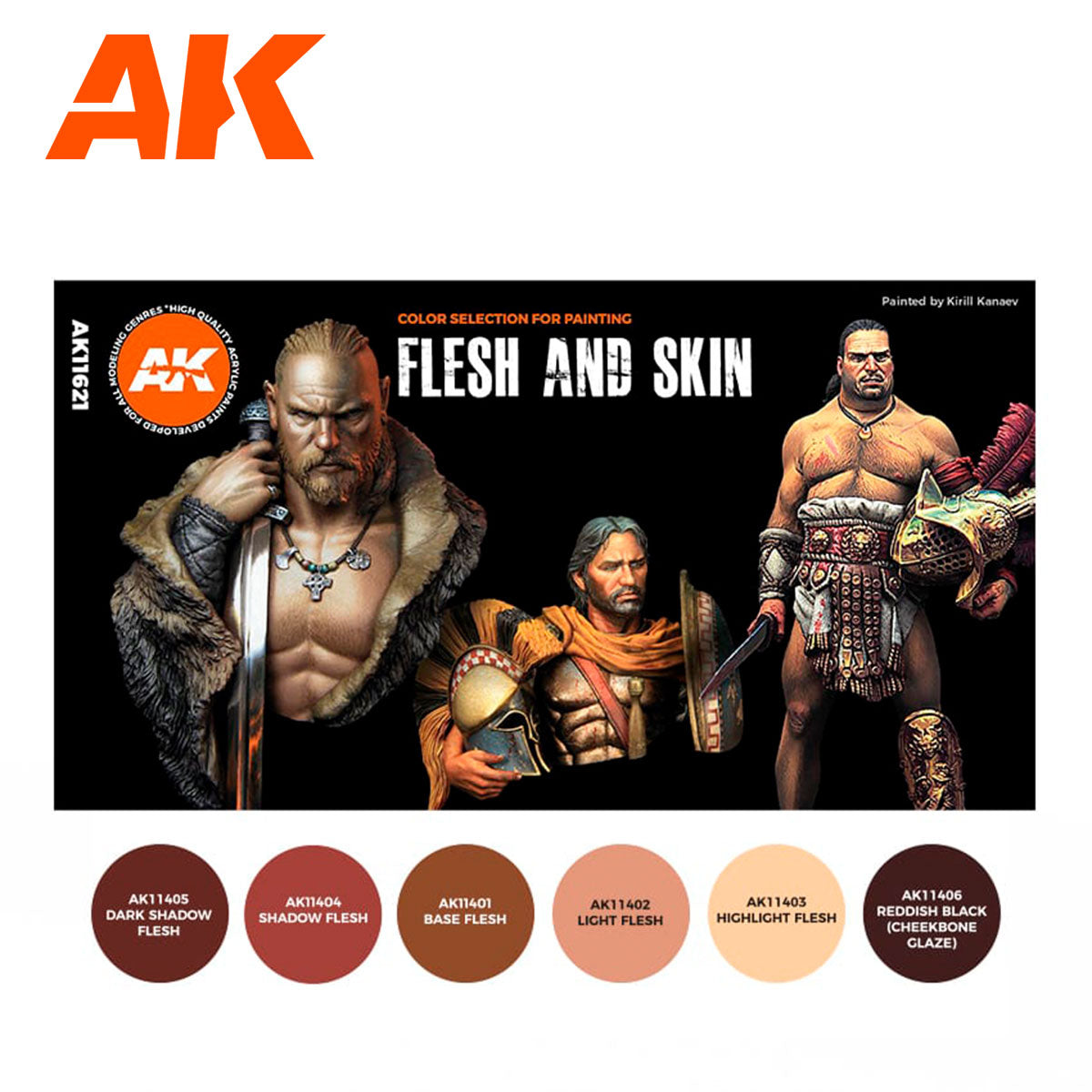 AK Interactive 3rd Gen Figure Paint Set - Flesh & Skin Colors