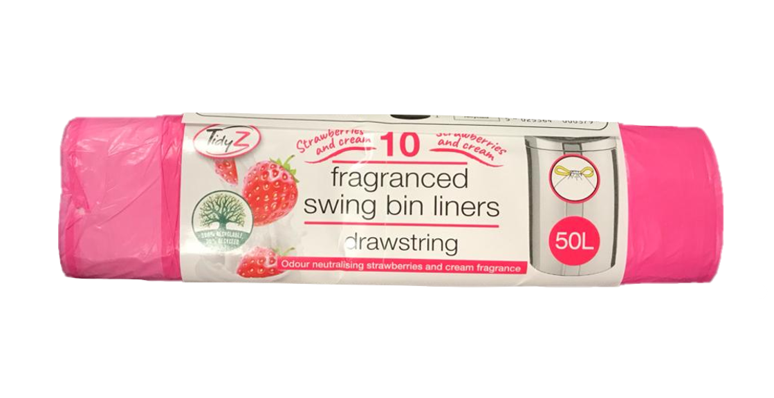 Strawberry Cream Drawstring Bin Liners Pack of 10