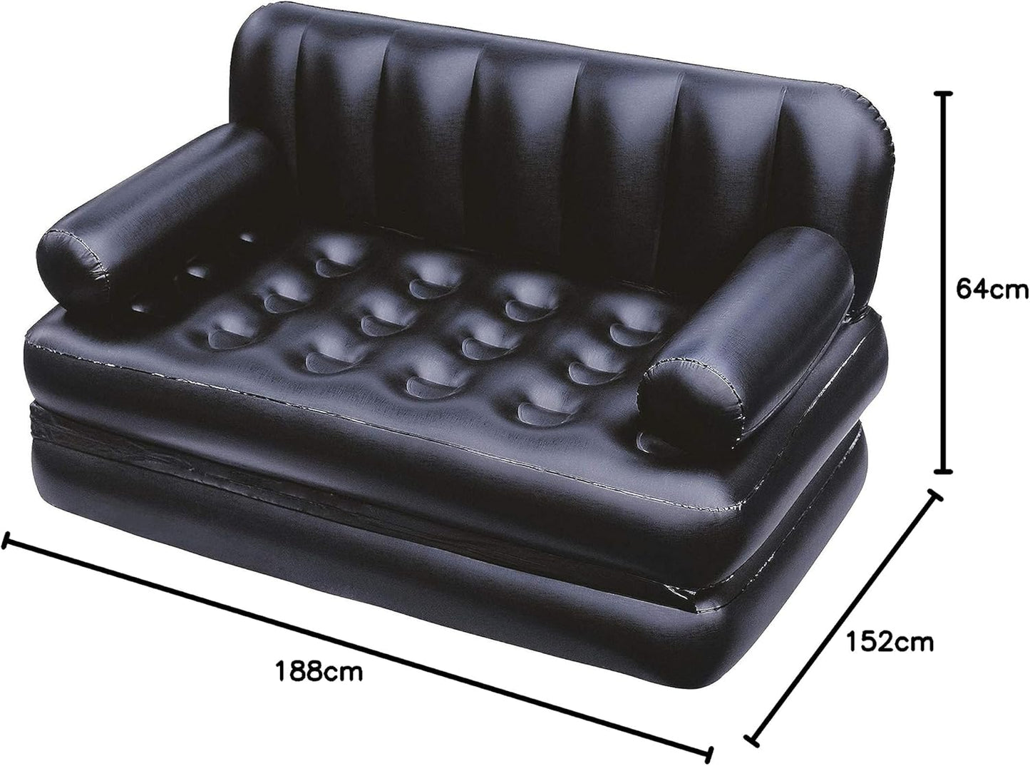 Bestway Multipurpose Sofa, 188 x 152 x 64 cm, PVC, Black