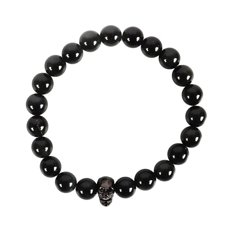 Gothic Gifts Black Obsidian Skull Bracelet