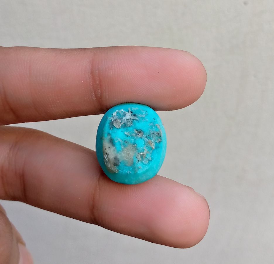 Natural Certified Turquoise - Blue Turquoise - Shajri Feroza-26ct-20x16 mm