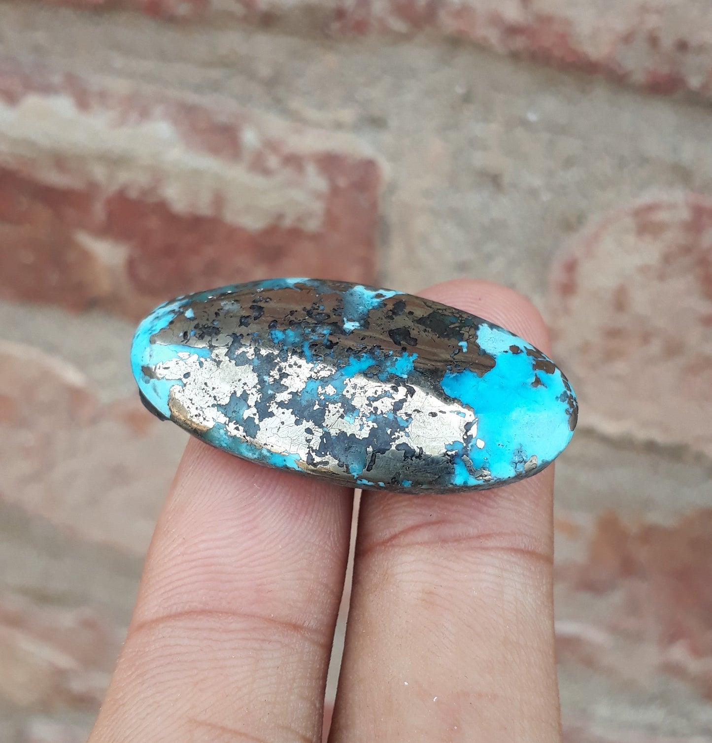 Natural Turquoise with Pyrite - Blue Matrix Turquoise - Shajri Feroza-41Ct