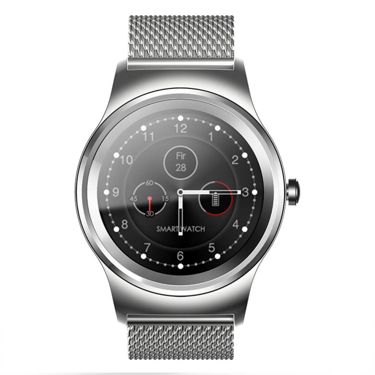 SMA-Round 1.28 inch Color Touch Screen Bluetooth Smart Watch, Waterproof, Support Voice Control / Heart Rate Monitor / Sleep Monitor / Bluetooth Camera, Compatible with Android and iOS System, SMA-Round/Orange Leather Strap, SMA-Round/Silver Leather St...