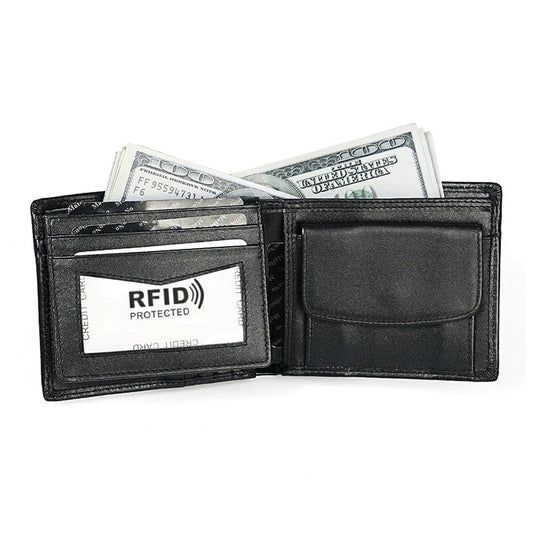 8020 Horizontal Retro Crazy Horse Texture Leather Anti-magnetic RFID Wallet Clutch Bag for Men, with Card Slots, 8020 Black, 8020 Coffee, 8020 Yellowish-brown