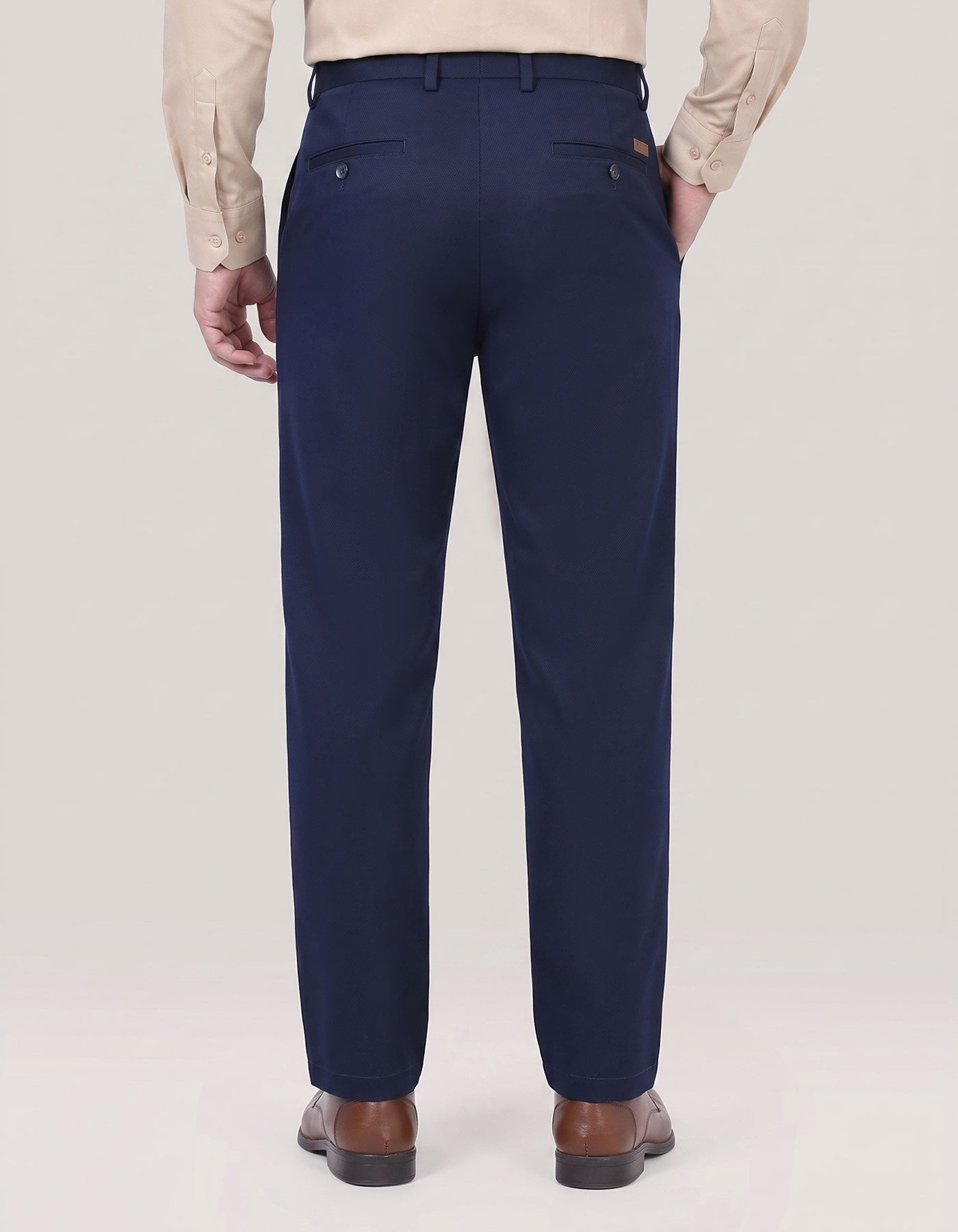 Navy Smart Fit Textured Chino Trouser