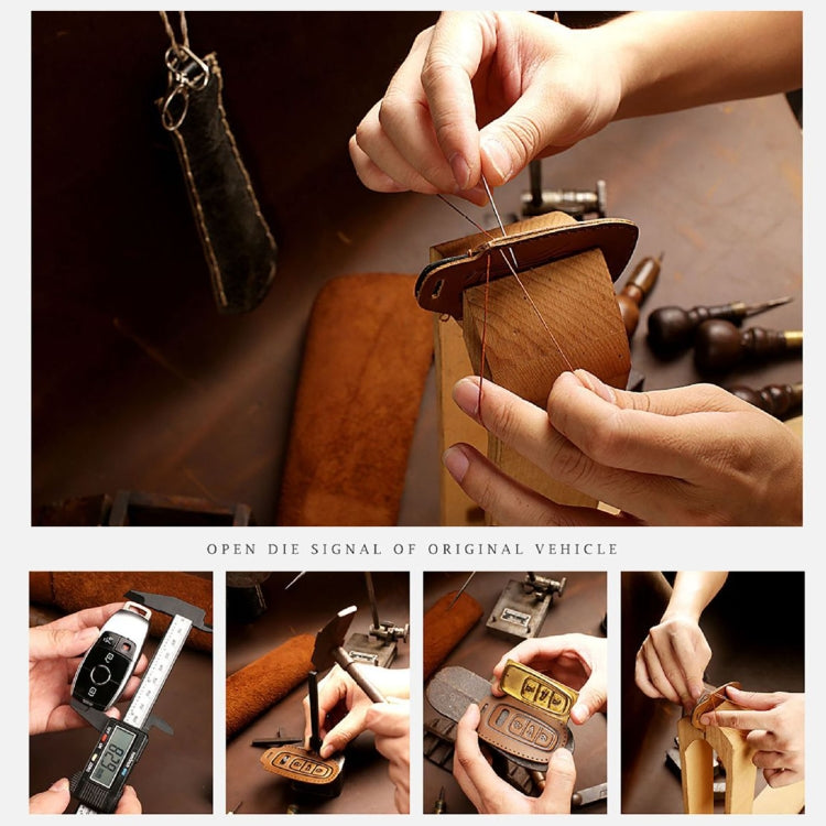 Hallmo Car Cowhide Leather Key Protective Cover Key Case for Land Rover Discovery 5 A Style, For Land Rover Discovery 5 A Style