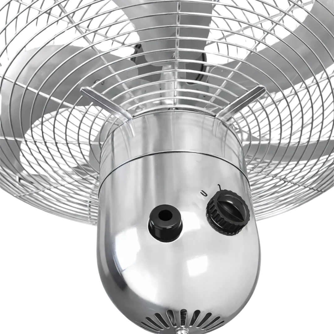 Senelux 16 Inch Metal Pedestal Floor Fan, Chrome Standing Fan with 5 Blades, Oscillating Function, 3 Speed Settings, Adjustable Height