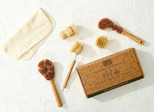 6-Piece Plastic-Free Dish Scrubbing Brush Set | Eco-Friendly & Vegan Scrubbers