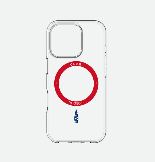Slim Clear iPhone 16 Case with Red MagSafe Ring - Big Ben | The Iconic Case