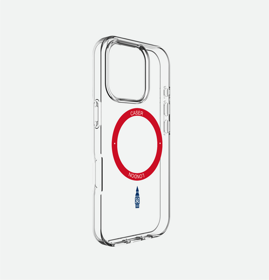 Slim Clear iPhone 16 Pro Max Case with Red MagSafe Ring - Big Ben | The Iconic Case
