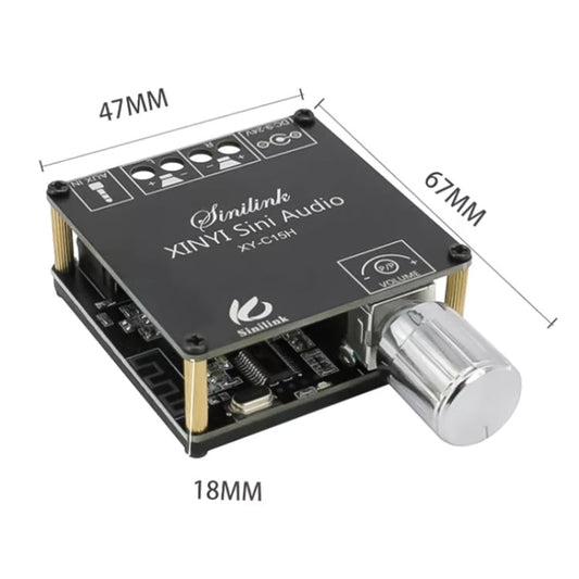 XY-C15H 20W Dual Channel HIFI Bluetooth 5.0 Stereo Digital Audio Power Amplifier Board with Shell, with Shell