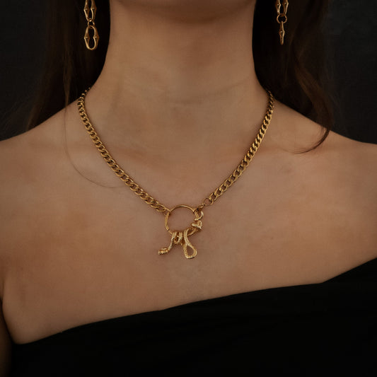 Gold Serpent's Lair Snake Necklace