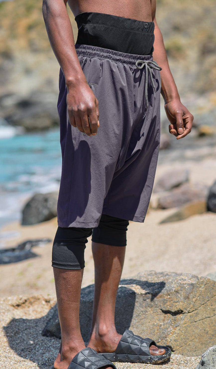 QL Halal Swim Shorts in Dark Grey and Black