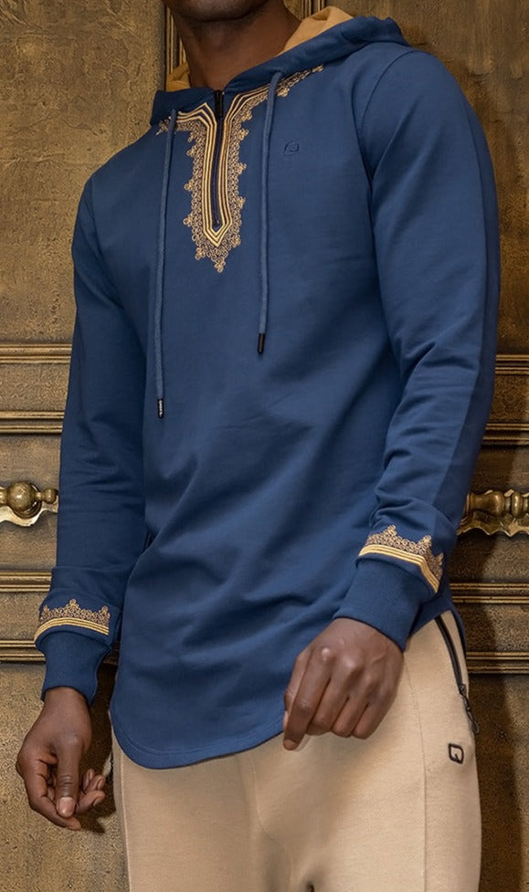 QL Longline Etniz Sweat MA in Navy Blue and Gold
