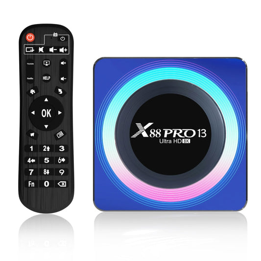 Acrylic X88 Pro 13 8K Ultra HD Android 13.0 Smart TV Box with Remote Control, RK3528 Quad-Core, 4G+32GB, 4G+32GB