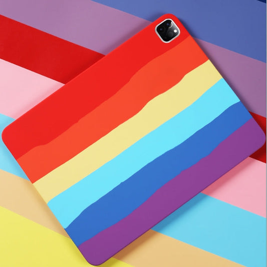 Rainbow Liquid Silicone + PC Shockproof Protective Case, For iPad Pro 12.9 inch 2020