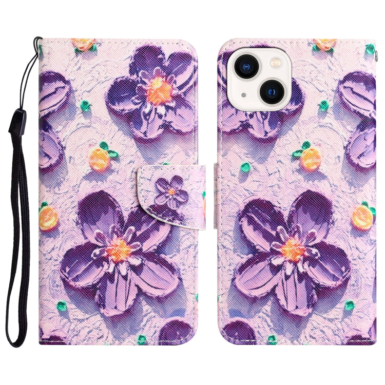 Colored Drawing Leather Phone Case, For iPhone 14