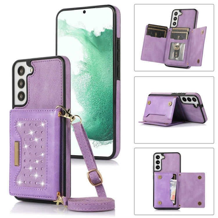 Three-fold RFID Leather Phone Case with Lanyard, For Samsung Galaxy S21 Ultra, For Samsung Galaxy S22+, For Samsung Galaxy S21+, For Samsung Galaxy S21 FE