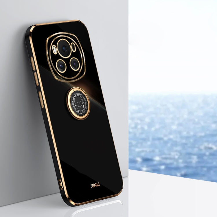 XINLI Straight 6D Plating Gold Edge TPU Shockproof Case with Ring Holder, For Honor Magic6 5G