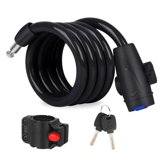 Bicycle Portable Anti-theft Lock Steel Cable Lock with Lock Frame, B Style 120cm Black