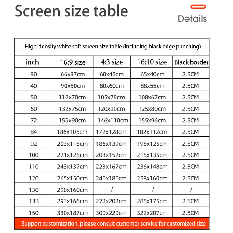 Simple Folding High Density Polyester Projector Film Curtain, Size:60 inch (16:9) Projection Area: 132x75cm, 60 inch (16:9) Projection Area: 132x75c