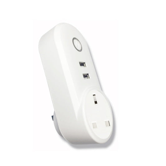 SA-002 2 USB Ports + 1 EU Socket WiFi Smart Power Plug Socket, Compatible with Alexa and Google Home, AC 110V-230V, UK Plug, US Plug