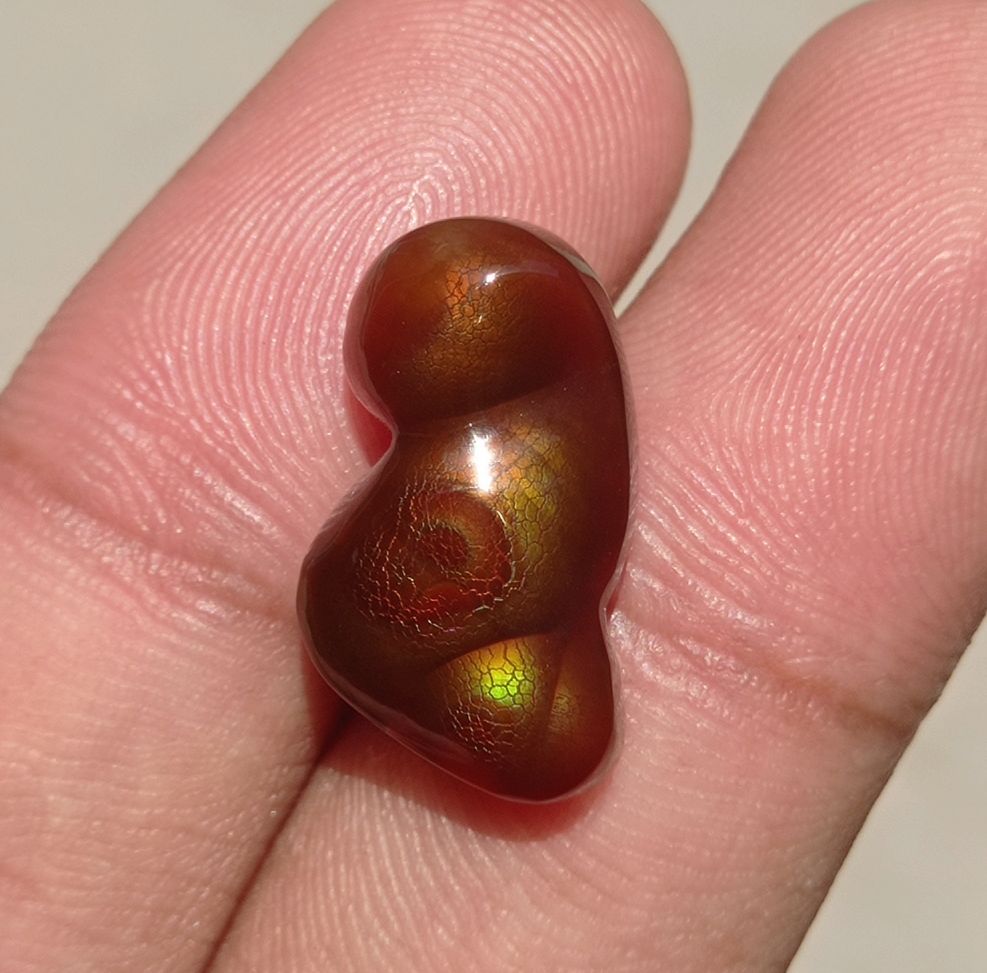 12.6ct Dragon Skin Fire Agate, Rare Fire Agate, Rare Gemstone than Diamonds, Dimensions 21x12x6mm