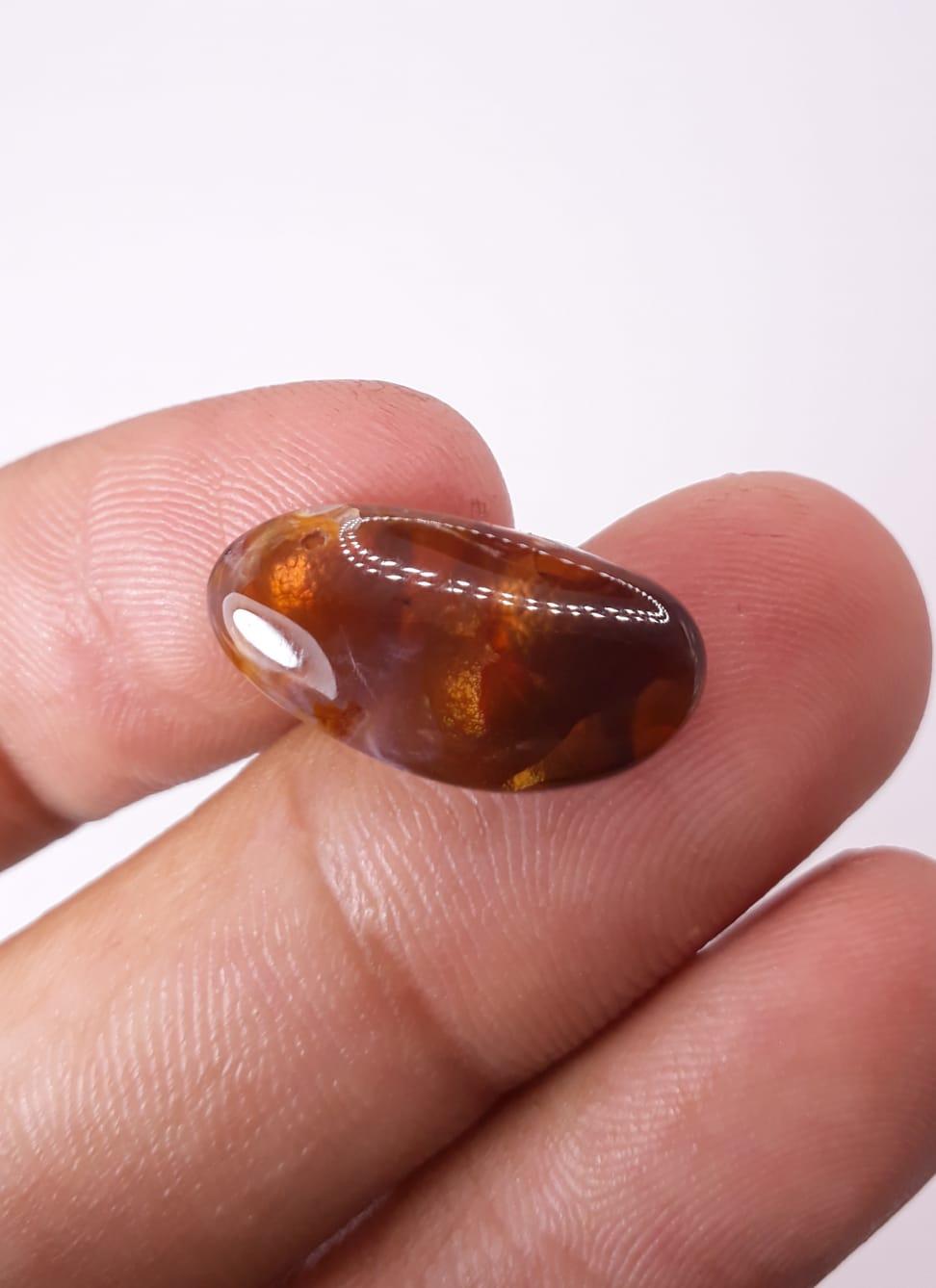 11.5ct Mexican Fire Agate, Rare Fire Agate, Fire Agate cabochon - Perfect gem Gift, Rare Gemstone than Diamonds, Dimensions 18x8mm