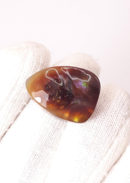 27.8ct Mexican Fire Agate, Rare Fire Agate, Pear Fire Agate For Pendant -Polished fire agate , Rare Gemstone than Diamonds, Dimensions 23 x 17 mm