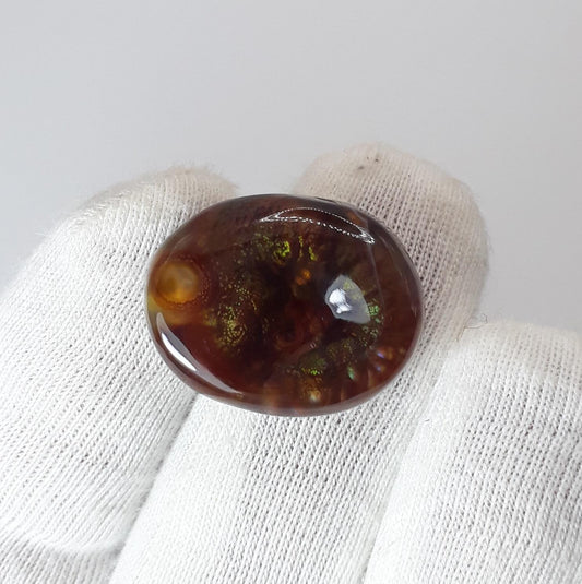 16.5ct Mexican Fire Agate, Rare Fire Agate, Fire Agate Oval cabochon - Suitable for Ring and Pendant, Perfect gemstone Gift , Dimensions- 20 x 15.7 mm