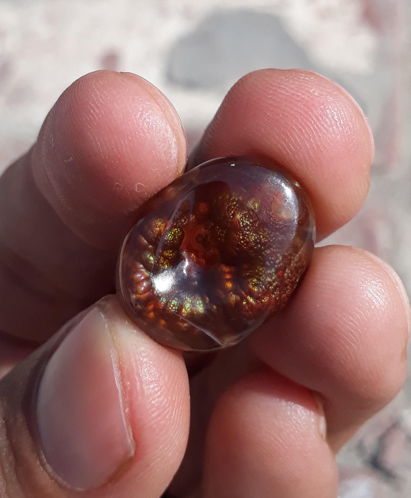 16.5ct Mexican Fire Agate, Rare Fire Agate, Fire Agate Oval cabochon - Suitable for Ring and Pendant, Perfect gemstone Gift , Dimensions- 20 x 15.7 mm