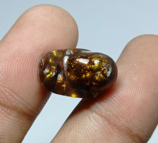12ct Bubbly Fire Agate Carved Cabochon - Dimensions 19x11.5x8mm
