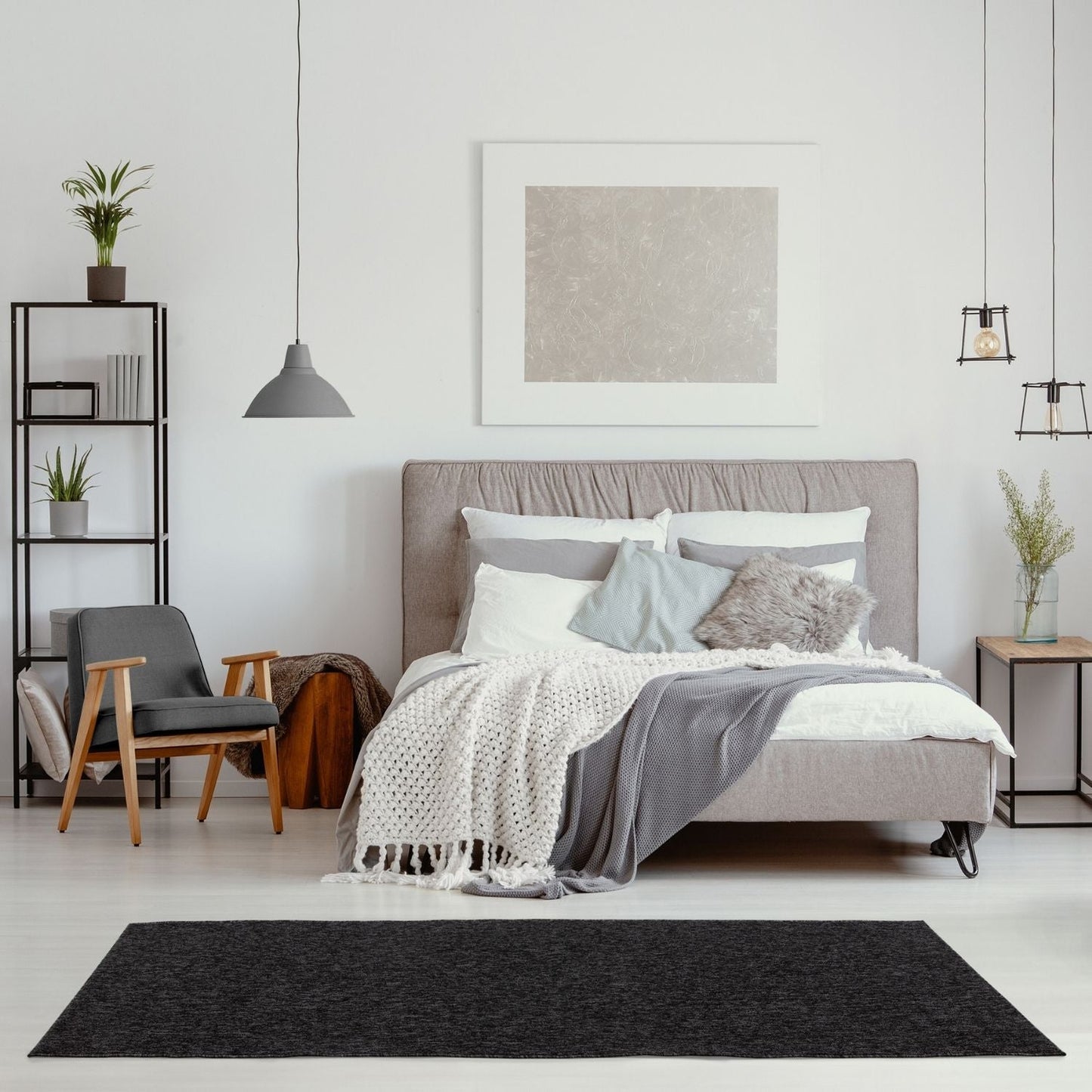 Flex Dark Grey Low Pile Solid Rug